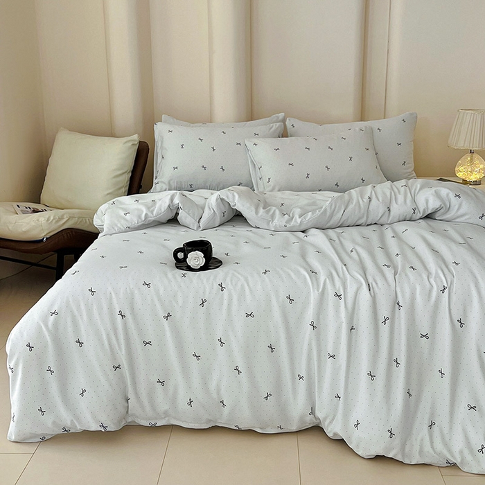 91家纺网 家纺一手货源 找家纺 优选 2025加厚针织棉双层纱四件套小碎花被套床单床笠款学生三件套新款直播爆款 芙丽