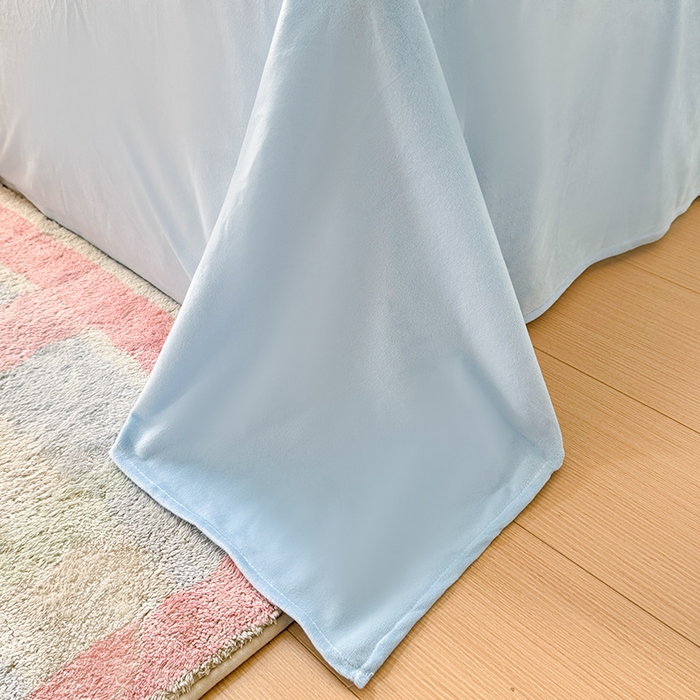 91家纺网 家纺一手货源 找家纺 千朵 2025新款棉加豆豆绒毛毛球边四件套 玉兔