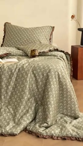 91家纺网 家纺一手货源 找家纺 汇庭 2025新款秋冬新款·铂金雅棉春秋系列·棚拍 苏美尔绿