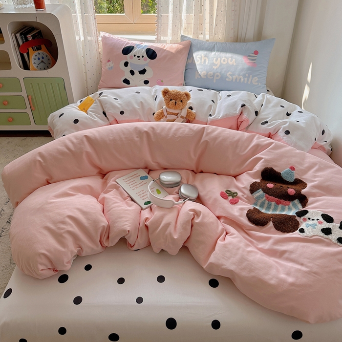 91家纺网 家纺一手货源 找家纺 美乐迪家纺 2025新款全棉绣花毛巾绣四件套 小伙伴