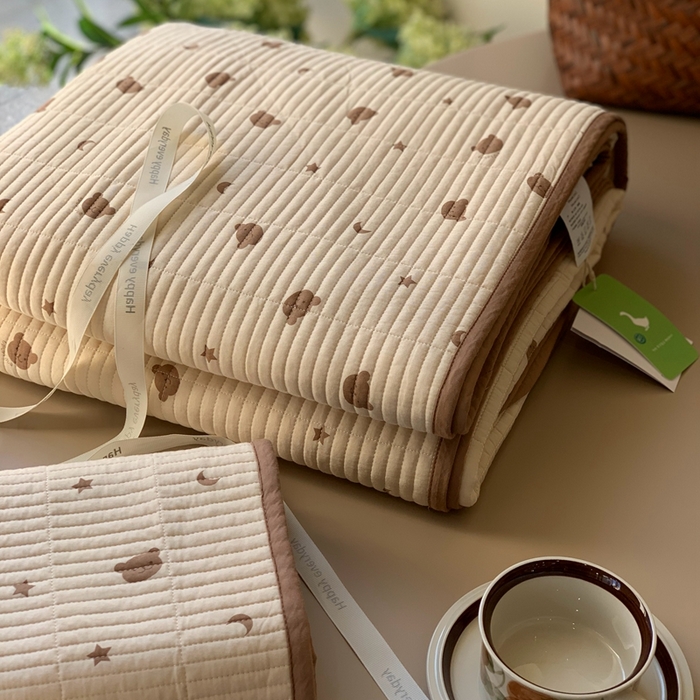 91家纺网 家纺一手货源 找家纺 汇庭 2025新款蔓莎床盖三件套系列 星空熊