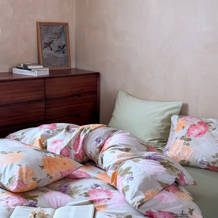 91家纺网 家纺一手货源 找家纺 窝米 2025春季新品全棉13370系列全棉治愈风花卉系列四件套 花影