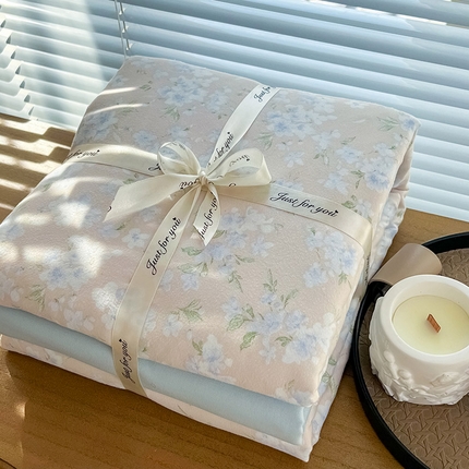 91家纺网 家纺一手货源 找家纺 暖芯优选 2025新款针织棉双层纱四件套小碎花被套床单床笠款学生三件套新款直播热款-叠拍图-系列一 萱花