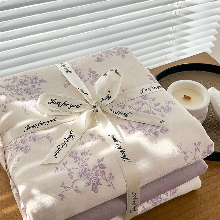 91家纺网 家纺一手货源 找家纺 （总）暖芯优选 2025新款加厚针织棉双层纱四件套小碎花被套床单床笠款学生三件套新款直播热款-叠拍图-系列二