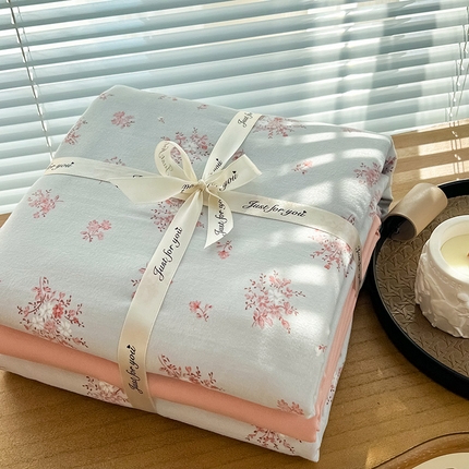 91家纺网 家纺一手货源 找家纺 （总）优选良品 2025新款加厚针织棉双层纱四件套小碎花被套床单床笠款学生三件套新款直播热款-叠拍图-系列二【提供买家秀】