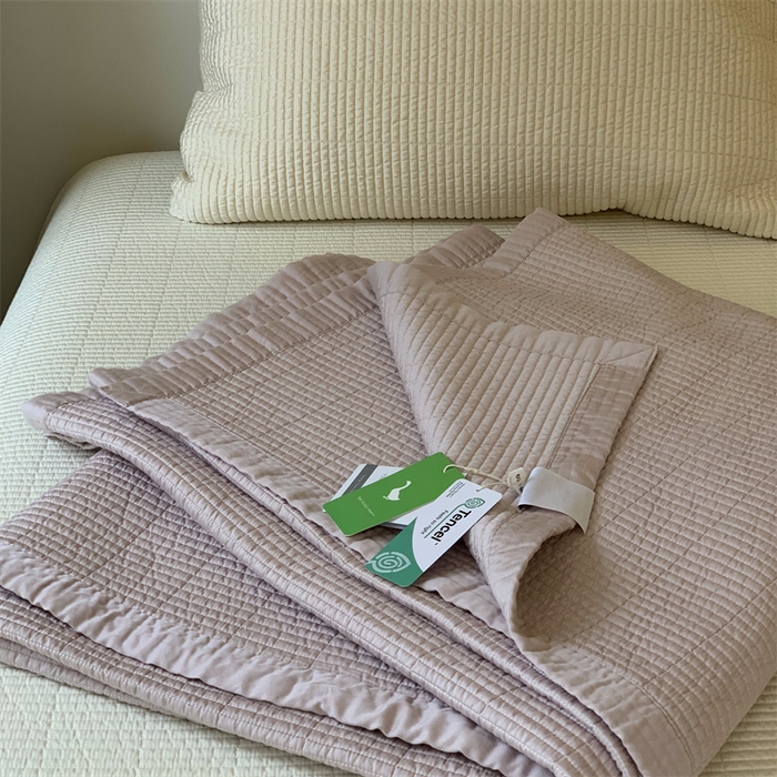 91家纺网 家纺一手货源 找家纺 汇庭 2025新款赫本系列床盖三件套-实拍 柔和粉