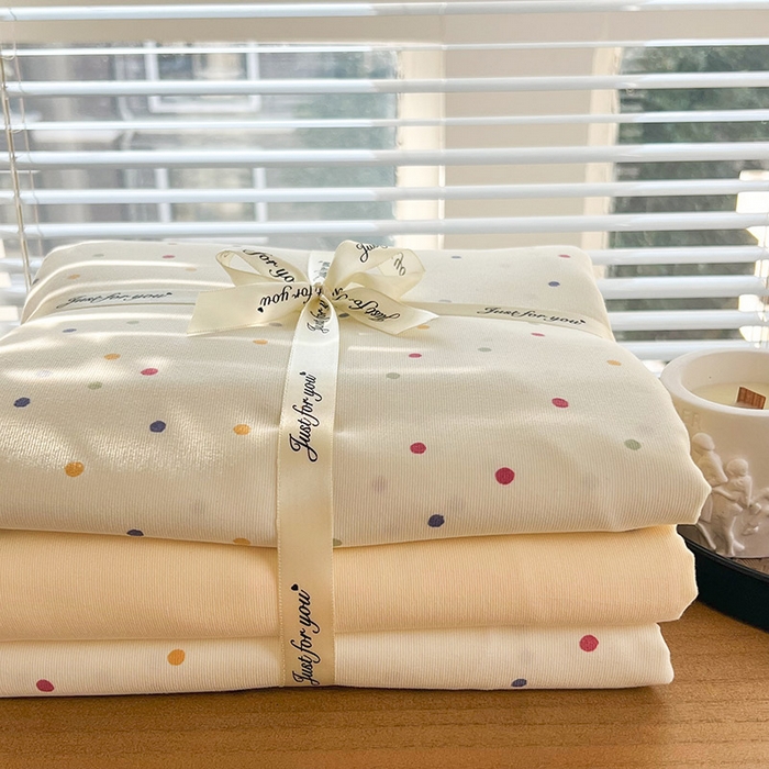 91家纺网 家纺一手货源 找家纺 暖芯优选 2025新款针织棉双层纱四件套小碎花被套床单床笠款学生三件套新款直播热款-叠拍图-系列一 点点