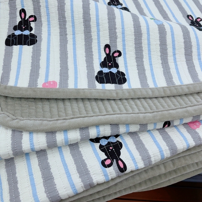 91家纺网 家纺一手货源 找家纺 暖居 2025新款砂洗棉加绒床盖三件套双面两用棉加绒-叠拍图 萌萌哒