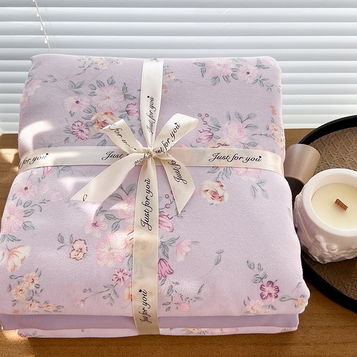 91家纺网 家纺一手货源 找家纺 暖芯优选 2025新款针织棉双层纱四件套小碎花被套床单床笠款学生三件套新款直播热款-叠拍图-系列一 朴雅