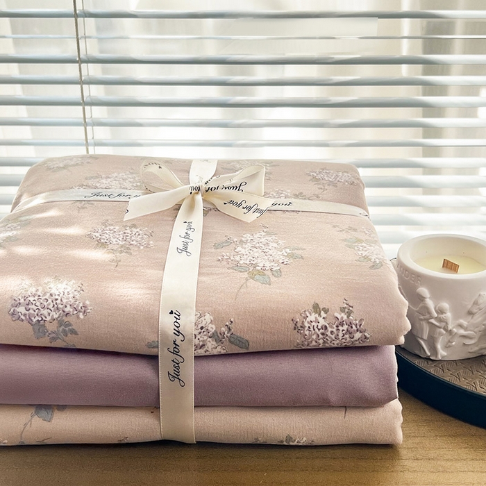 91家纺网 家纺一手货源 找家纺 暖芯优选 2025新款加厚针织棉双层纱四件套小碎花被套床单床笠款学生三件套新款直播热款-叠拍图-系列二 花荣