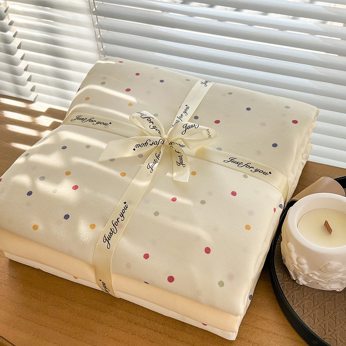 91家纺网 家纺一手货源 找家纺 暖芯优选 2025新款针织棉双层纱四件套小碎花被套床单床笠款学生三件套新款直播热款-叠拍图-系列一 点点