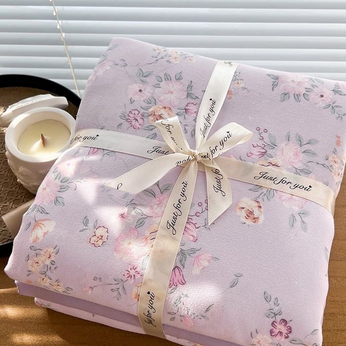 91家纺网 家纺一手货源 找家纺 暖芯优选 2025新款针织棉双层纱四件套小碎花被套床单床笠款学生三件套新款直播热款-叠拍图-系列一 朴雅