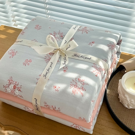 91家纺网 家纺一手货源 找家纺 （总）优选 2025加厚针织棉双层纱四件套小碎花被套床单床笠款学生三件套新款直播爆款（第二批）【提供买家秀】