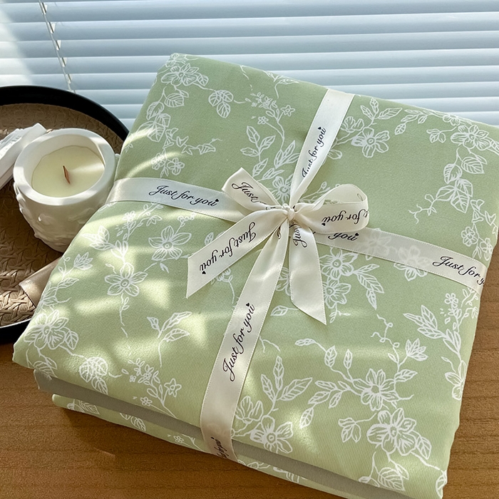 91家纺网 家纺一手货源 找家纺 暖芯优选 2025新款针织棉双层纱四件套小碎花被套床单床笠款学生三件套新款直播热款-叠拍图-系列一 悠若