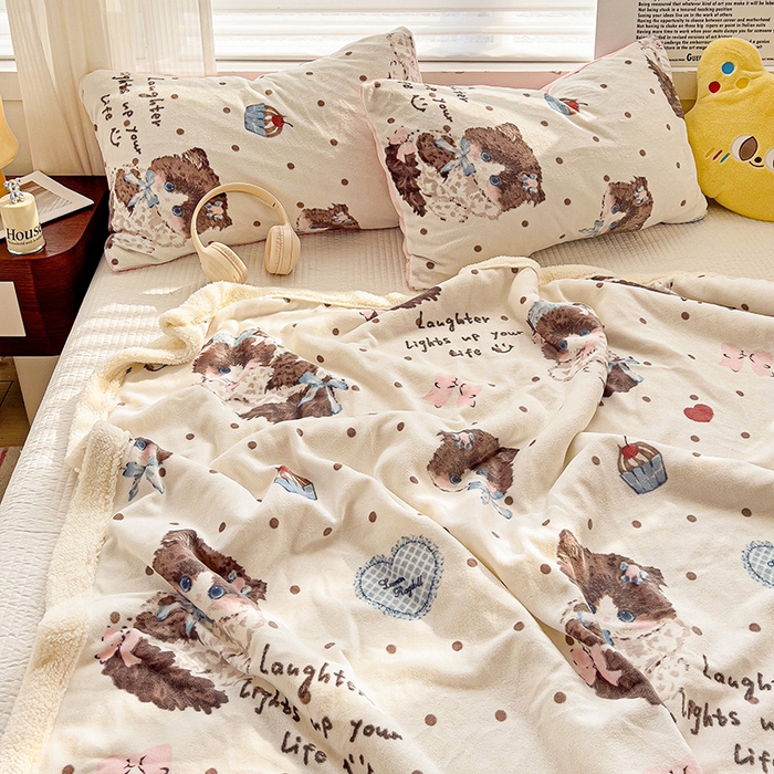 91家纺网 家纺一手货源 找家纺 （买家秀 爆款 不断货）A类母婴级婴童毯子牛奶绒毛毯牛奶绒毯子午睡毯珊瑚绒毛毯子羊羔绒毛毯羊羔绒毯子 洛丽塔-猫咪公主