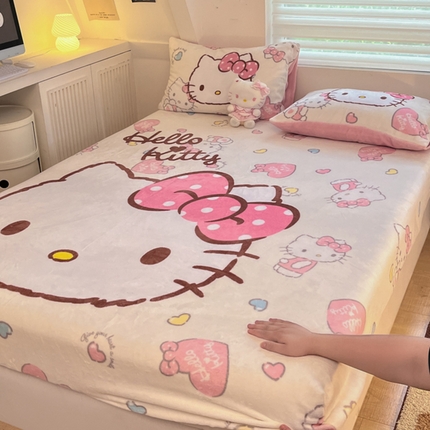 91家纺网 家纺一手货源 找家纺 （总）（买家秀爆款不断货）A类母婴级库洛米大阪卡通牛奶绒床笠珊瑚绒床笠雪花绒床笠牛奶绒床罩珊瑚绒床罩床垫套