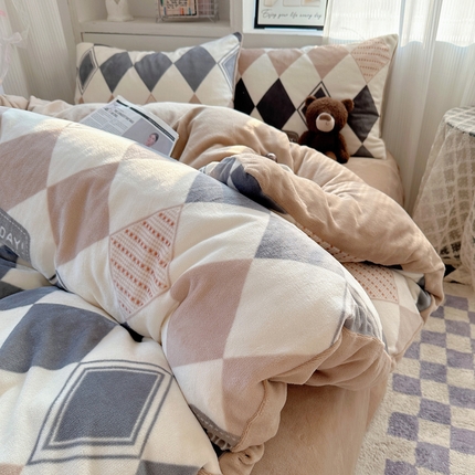 （总）（买家秀爆款不断货）A类母婴级双面牛奶绒四件套珊瑚绒四件套雪花绒四件套儿童高克重卡通牛奶绒四件套儿童