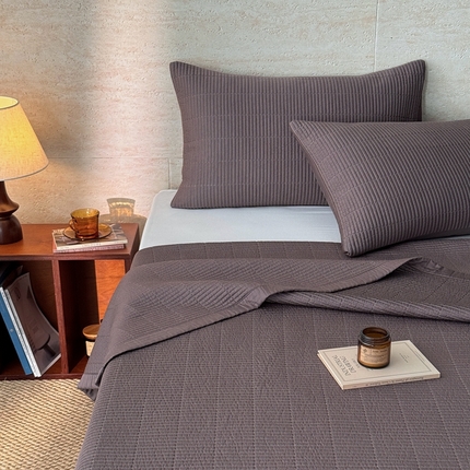 汇庭 2025新款赫本系列床盖三件套-棚拍 焦糖色