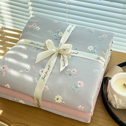 暖芯优选 2025新款针织棉双层纱四件套小碎花被套床单床笠款学生三件套新款直播热款-叠拍图-系列一 柔晨