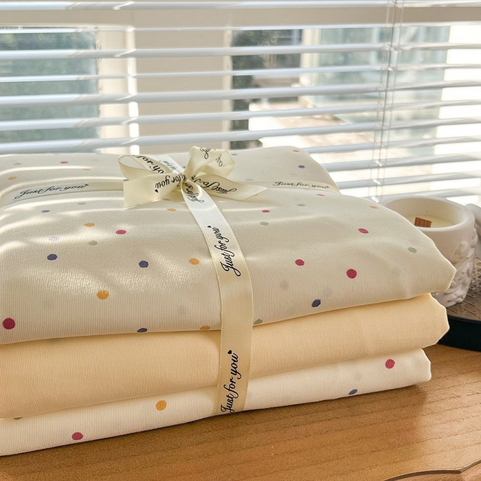 91家纺网 家纺一手货源 找家纺 暖芯优选 2025新款针织棉双层纱四件套小碎花被套床单床笠款学生三件套新款直播热款-叠拍图-系列一 点点