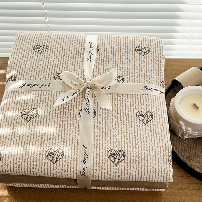 91家纺网 家纺一手货源 找家纺 暖芯优选 2025新款加厚针织棉双层纱四件套小碎花被套床单床笠款学生三件套新款直播热款-叠拍图-系列二 心情