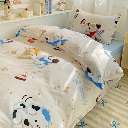 91家纺网 家纺一手货源 找家纺 港岛妹妹 2024新款芦荟棉印花四件套四件套学生床宿舍图蛋糕萌宠