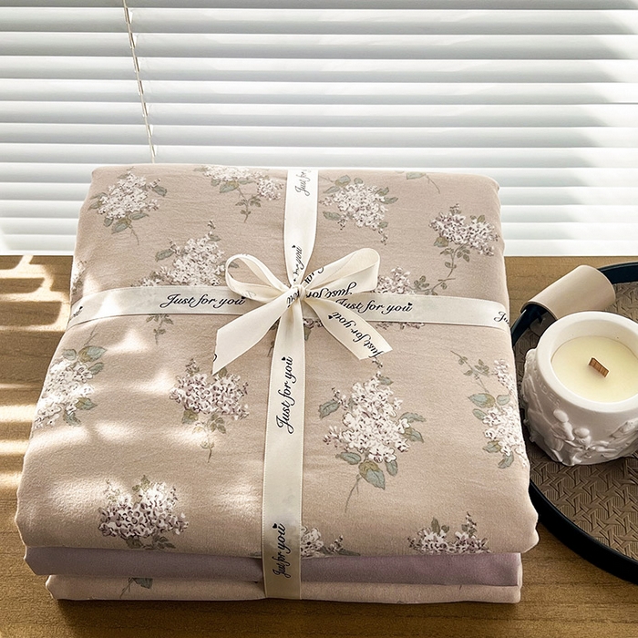 91家纺网 家纺一手货源 找家纺 暖芯优选 2025新款加厚针织棉双层纱四件套小碎花被套床单床笠款学生三件套新款直播热款-叠拍图-系列二 花荣