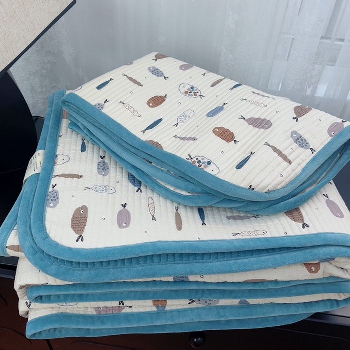 91家纺网 家纺一手货源 找家纺 暖居 2025新款砂洗棉加绒床盖三件套双面两用棉加绒-叠拍图 好多鱼