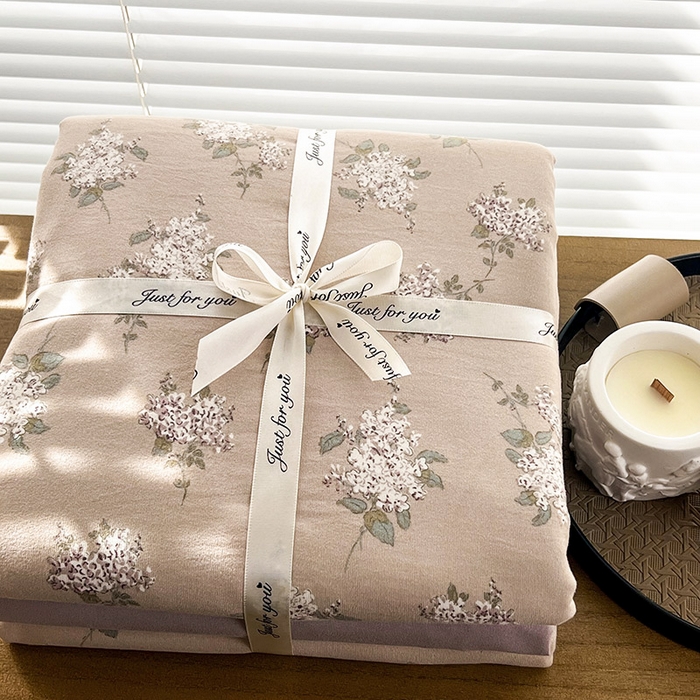 91家纺网 家纺一手货源 找家纺 暖芯优选 2025新款加厚针织棉双层纱四件套小碎花被套床单床笠款学生三件套新款直播热款-叠拍图-系列二 花荣