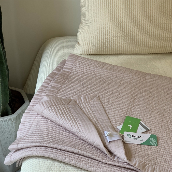 91家纺网 家纺一手货源 找家纺 汇庭 2025新款赫本系列床盖三件套-实拍 柔和粉