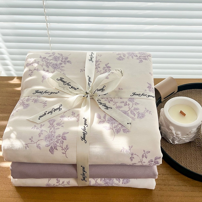 91家纺网 家纺一手货源 找家纺 （总）暖芯优选 2025新款加厚针织棉双层纱四件套小碎花被套床单床笠款学生三件套新款直播热款-叠拍图-系列二