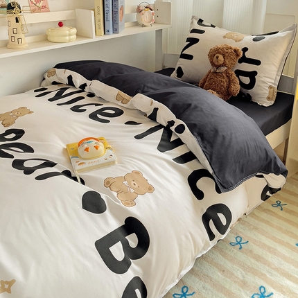 91家纺网 家纺一手货源 找家纺 港岛妹妹 2024新款芦荟棉印花四件套四件套学生床宿舍图帕丁熊