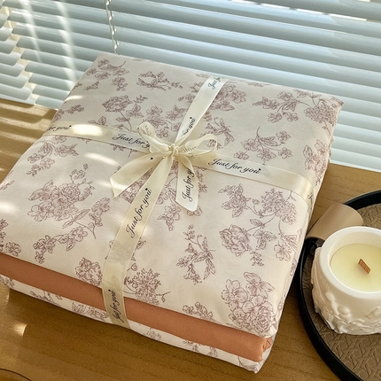 暖芯优选 2025新款针织棉双层纱四件套小碎花被套床单床笠款学生三件套新款直播热款-叠拍图-系列一 花期