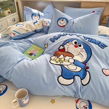 91家纺网 家纺一手货源 找家纺 （总）罗亿家纺 2025新款糯糯棉(110克）大版卡通毛巾绣四件套（提供买家绣）