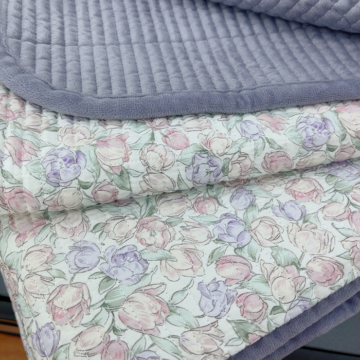 91家纺网 家纺一手货源 找家纺 暖居 2025新款砂洗棉加绒床盖三件套双面两用棉加绒-叠拍图 紫藤