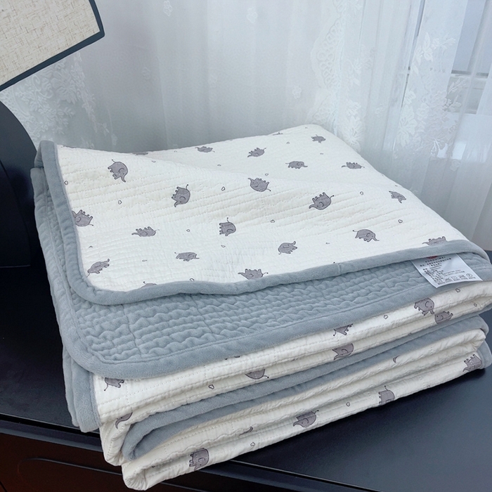 91家纺网 家纺一手货源 找家纺 暖居 2025新款砂洗棉加绒床盖三件套双面两用棉加绒-叠拍图 小象