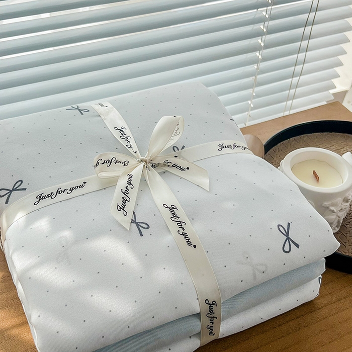 91家纺网 家纺一手货源 找家纺 暖芯优选 2025新款针织棉双层纱四件套小碎花被套床单床笠款学生三件套新款直播热款-叠拍图-系列一 芙丽