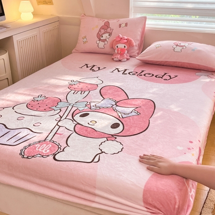 91家纺网 家纺一手货源 找家纺 （总）（买家秀爆款不断货）A类母婴级库洛米大阪卡通牛奶绒床笠珊瑚绒床笠雪花绒床笠牛奶绒床罩珊瑚绒床罩床垫套