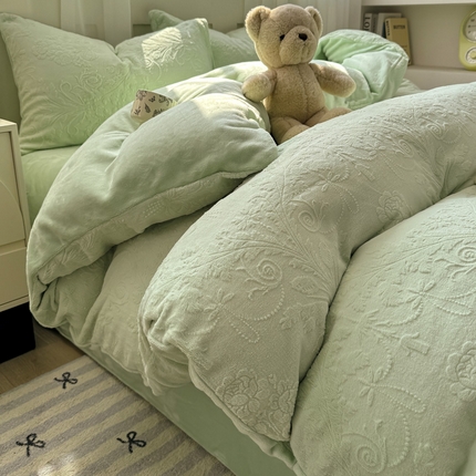 91家纺网 家纺一手货源 找家纺 （总）（买家秀 爆款不断货）A类母婴级花卉牛奶绒雕花四件套珊瑚绒小香风牛奶绒四件套雪花绒四件套雕花绒四件套