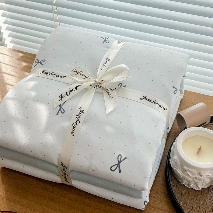 91家纺网 家纺一手货源 找家纺 暖芯优选 2025新款针织棉双层纱四件套小碎花被套床单床笠款学生三件套新款直播热款-叠拍图-系列一 芙丽