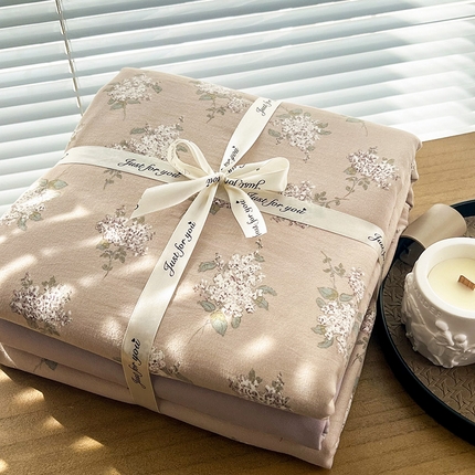 91家纺网 家纺一手货源 找家纺 （总）优选良品 2025新款加厚针织棉双层纱四件套小碎花被套床单床笠款学生三件套新款直播热款-叠拍图-系列二【提供买家秀】