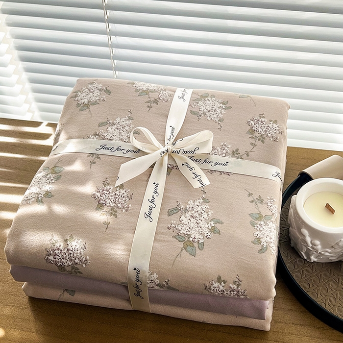 91家纺网 家纺一手货源 找家纺 暖芯优选 2025新款加厚针织棉双层纱四件套小碎花被套床单床笠款学生三件套新款直播热款-叠拍图-系列二 花荣