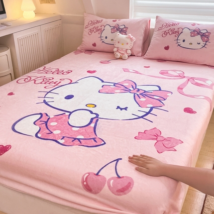 91家纺网 家纺一手货源 找家纺 （总）（买家秀爆款不断货）A类母婴级库洛米大阪卡通牛奶绒床笠珊瑚绒床笠雪花绒床笠牛奶绒床罩珊瑚绒床罩床垫套