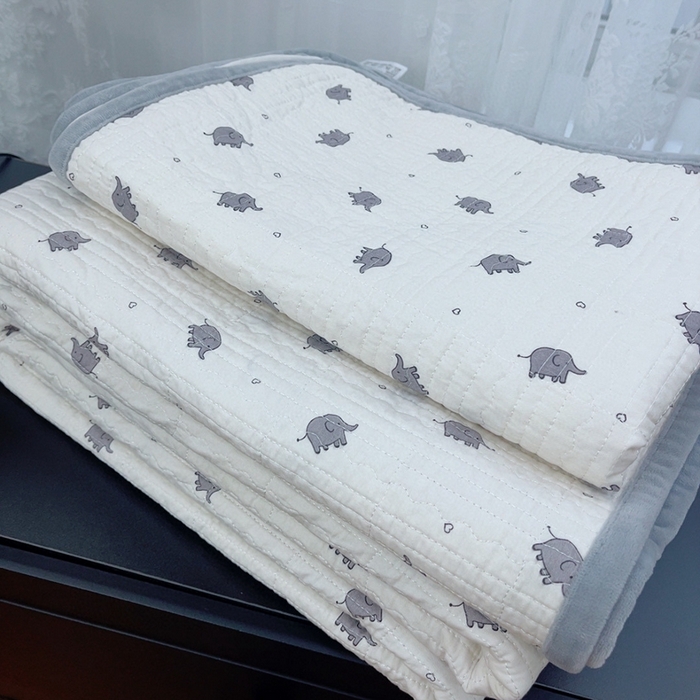 91家纺网 家纺一手货源 找家纺 暖居 2025新款砂洗棉加绒床盖三件套双面两用棉加绒-叠拍图 小象