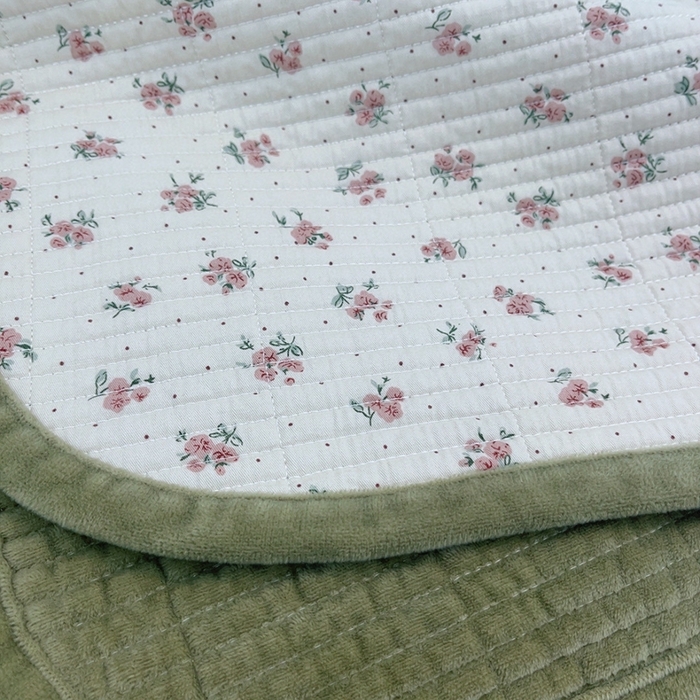 91家纺网 家纺一手货源 找家纺 暖居 2025新款砂洗棉加绒床盖三件套双面两用棉加绒-叠拍图 繁花