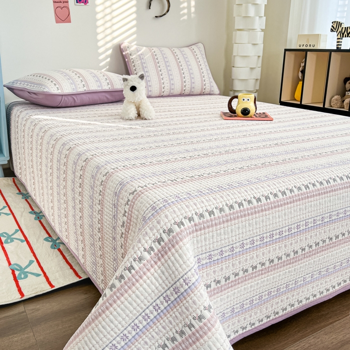 91家纺网 家纺一手货源 找家纺 茉夕家纺 2025新款跑量款双面纯棉印花水洗床盖 艾美瑞