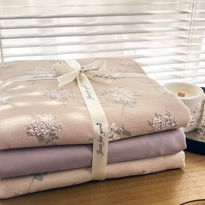 91家纺网 家纺一手货源 找家纺 暖芯优选 2025新款加厚针织棉双层纱四件套小碎花被套床单床笠款学生三件套新款直播热款-叠拍图-系列二 花荣