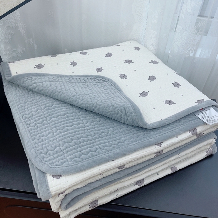 91家纺网 家纺一手货源 找家纺 暖居 2025新款砂洗棉加绒床盖三件套双面两用棉加绒-叠拍图 小象