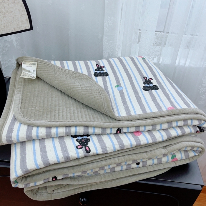 91家纺网 家纺一手货源 找家纺 暖居 2025新款砂洗棉加绒床盖三件套双面两用棉加绒-叠拍图 萌萌哒