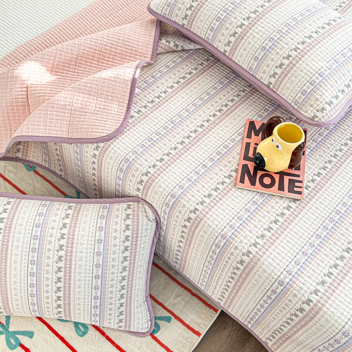 91家纺网 家纺一手货源 找家纺 茉夕家纺 2025新款跑量款双面纯棉印花水洗床盖 艾美瑞